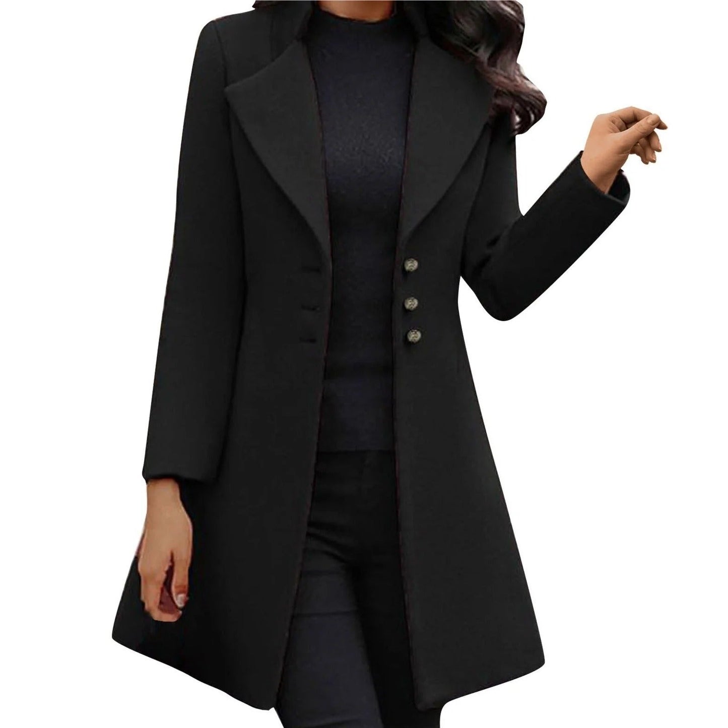 Long-Sleeved Wool Coat